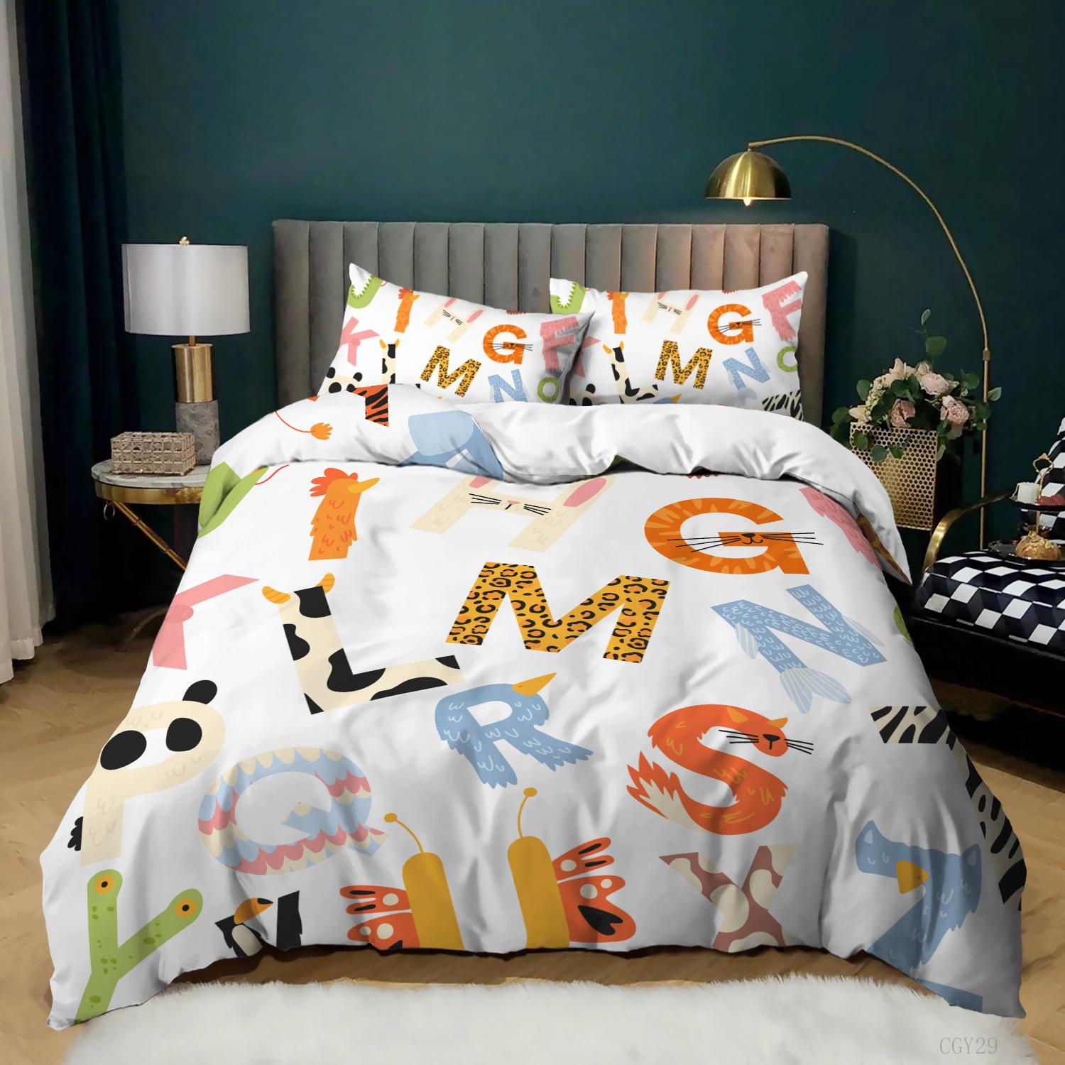 

3D Digital Cow Kit Bedding Quilt Cover Pillowcase Three-Piece Set 135 * 200 (two-piece set) 90g