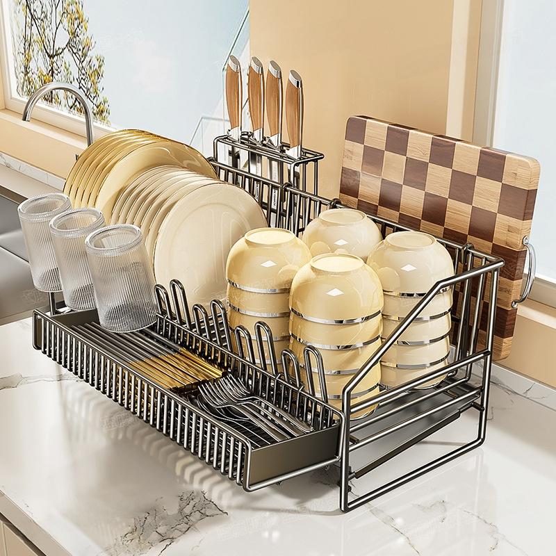 Kitchen Bowl Draining Ra Multi-Functional Countertop Sle Storage elf Utensils Di Plate Diwaer Organizer