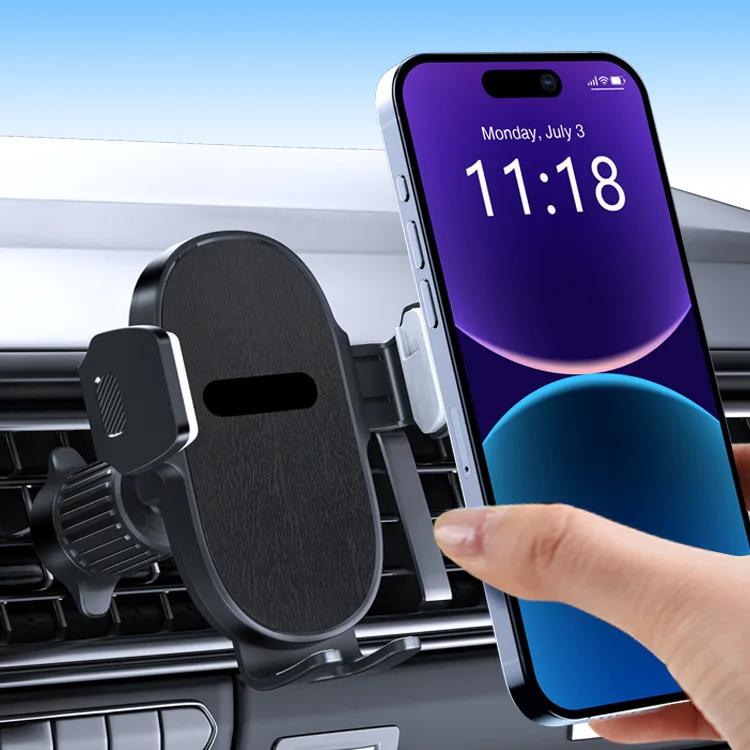 

Автомобильный держатель для телефона, обновленная модель 2025 года, универсальный держатель с автозажимом и крючком-клипсой для вентиляционного отверстия автомобиля, для устройств 4,5-7 дюймов чёрный