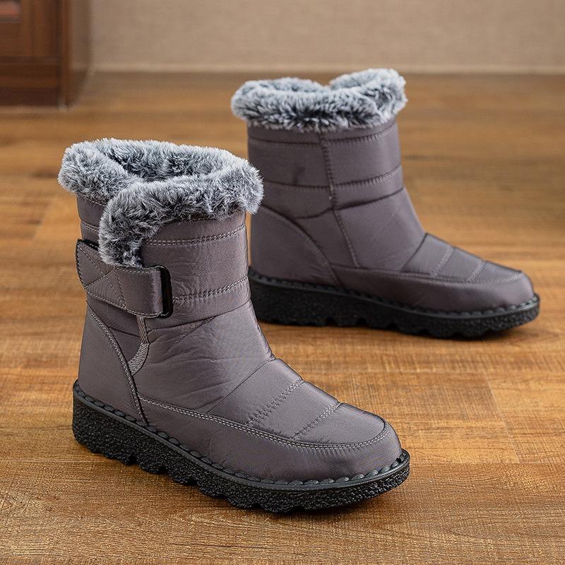 Women's Winter New Style Snow Boots Women's Fleece-Lined Thickened Warm Cotton Boots Large Size Flat-Sole Waterproof Cotton Boots