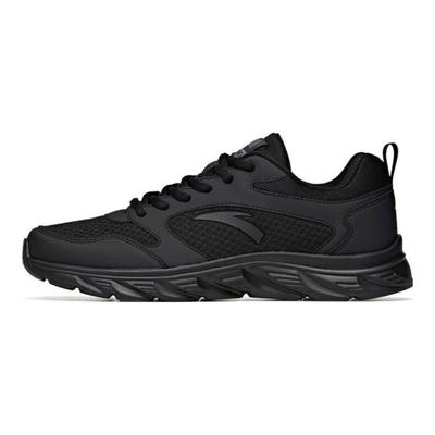 Comfortable Fabric Leather Shock Absorbing Non-Slip Wear-Resistant Breathable Lightweight Low-Top Running Shoes Men Sneaker Black 912515551-5