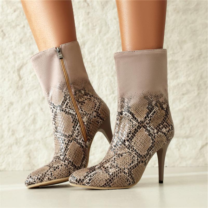 

ANNYMOLI/женские ботильоны из искусственной кожи, короткие сапоги разного цвета на тонком высоком каблуке с круглым носком и застежкой-молнией, женская модная обувь, зима 46