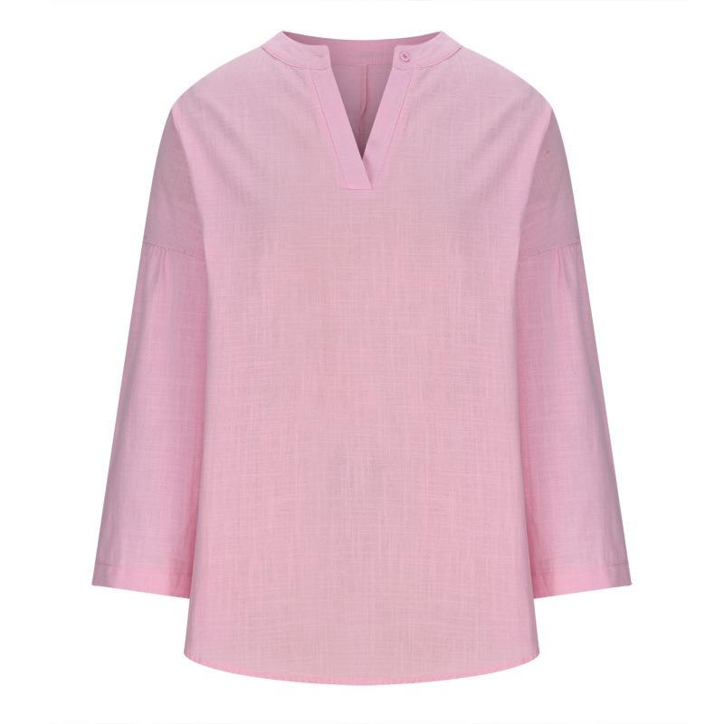 IHUASU Camicette e camicie da donna con scollo a V, maniche corte, stampa tinta unita casual alla moda