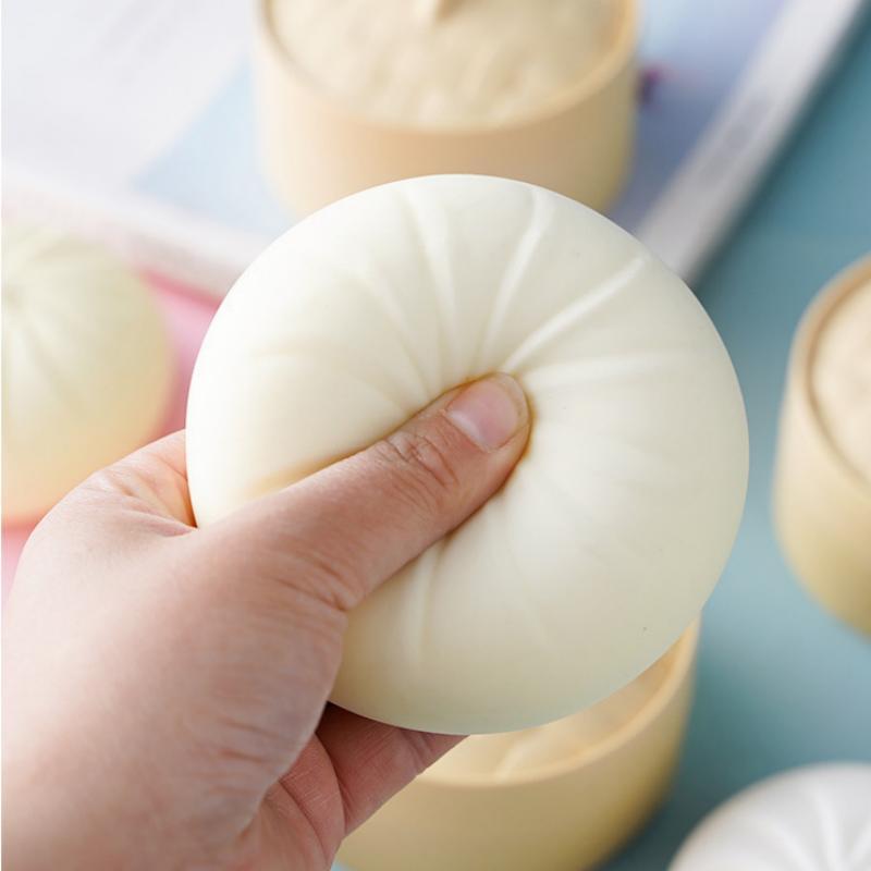 Simulation Steamed Bun Squishy Toy Slow Rebound Soft Pinch Stress Relief Decompression Toy For Home Office Desktop Decor Gifts