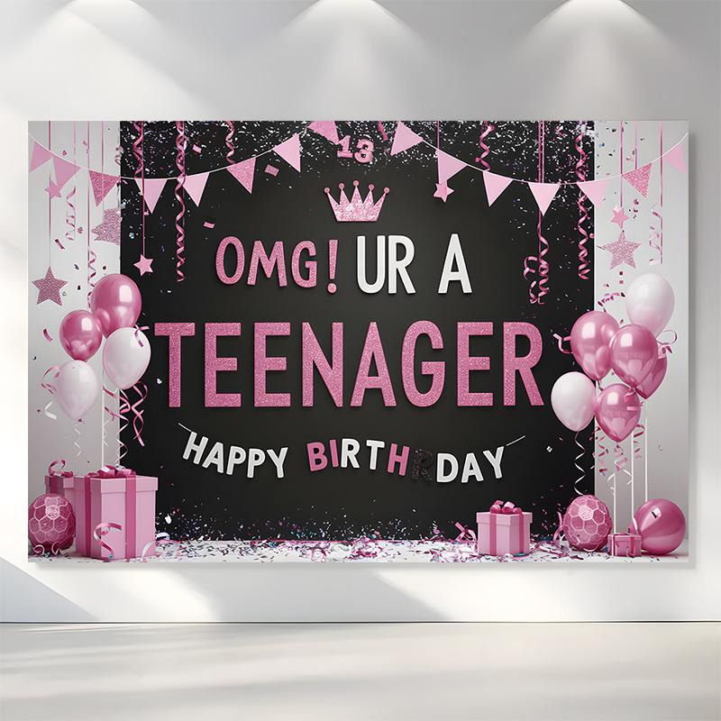OMG du bist ein 13. Geburtstag Banner für einen Teenager - Schwarz und Roségold Polyester Party Hintergrund Geburtstagsfeier Dekoration
