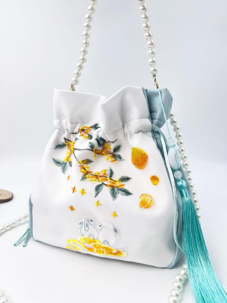 Suzhou Pearl Embroidery Hanfu Crossbody Bag - National Style, Versatile, Large Capacity Women's Handbag