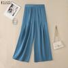 ZANZEA Women Casual Elastic Waist Loose Long Pants
