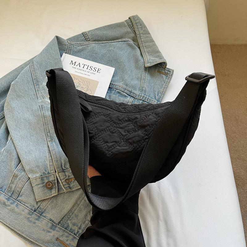 

Quilted Plaid Women s Hobos Crossbody Bags Portable Ladies Travel Shoulder Bag Simple Design Female Underarm Bag Purse Handbags чёрный