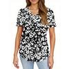 Women's Fashionable Casual Short Sleeve Print V-Neck Pullover Top