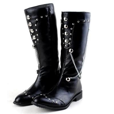 2024 Fashionable Stage Boots Punk Over Knee High Boots Leather Men Long Waterproof Snowboots Equestrian Motocycle Boots