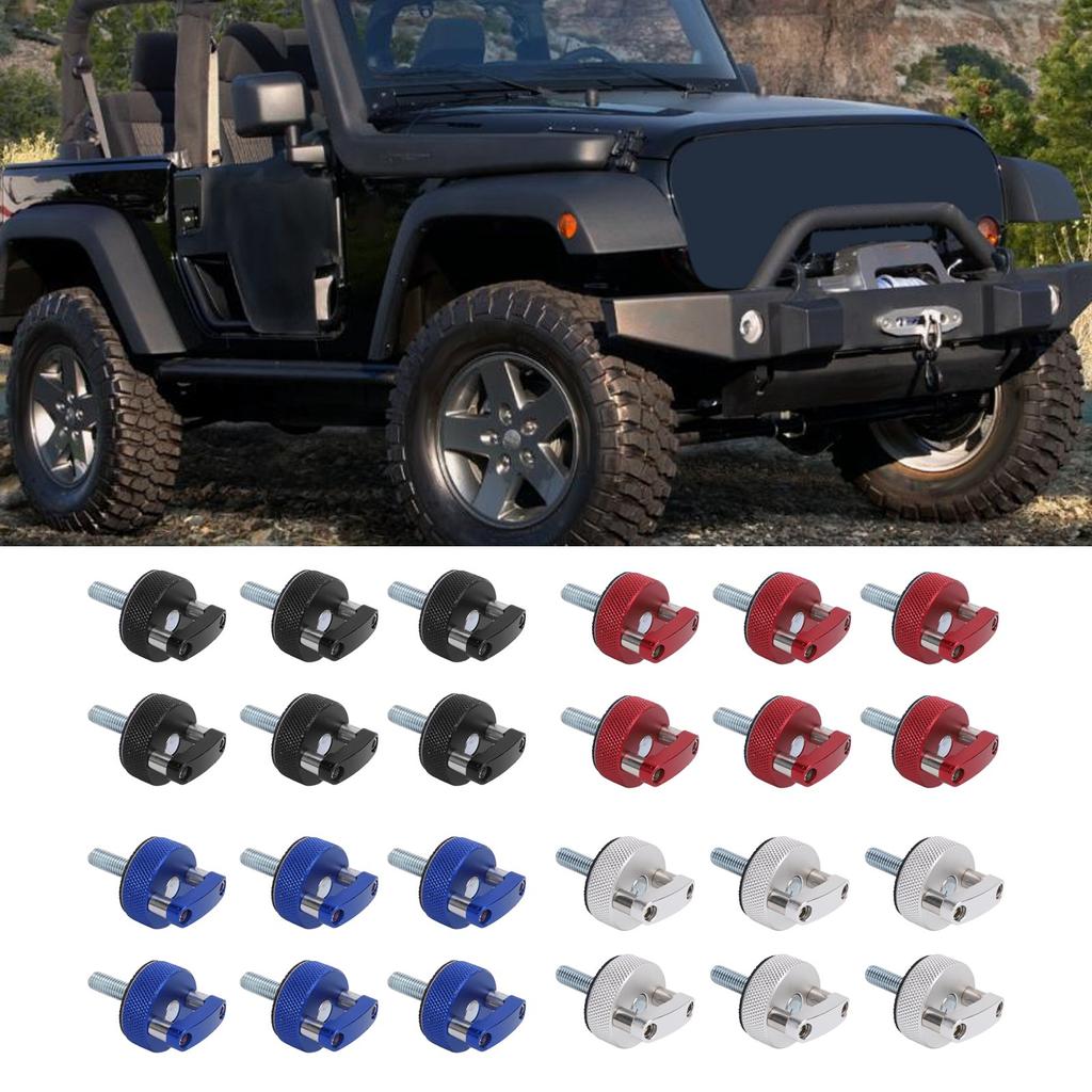 6PCS Hard Top Quick Removal Fastener Thumb Screw with D Rings Billet Aluminum for JK JLU JT