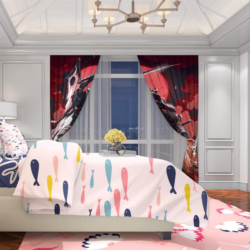 2pcs- Warring States General Polyester Curtains, Pole bag curtains 42*84, bedroom, living room, home room decoration