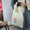 Versatile Flower Tote Bag Large Capacity Women's Armpit Bag Cute Canvas Shoulder Bag  Ladies