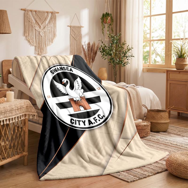 Coperta in Pile a Tema Swansea City Morbida e Accogliente in Peluche per Camera da Letto Divano Viaggio