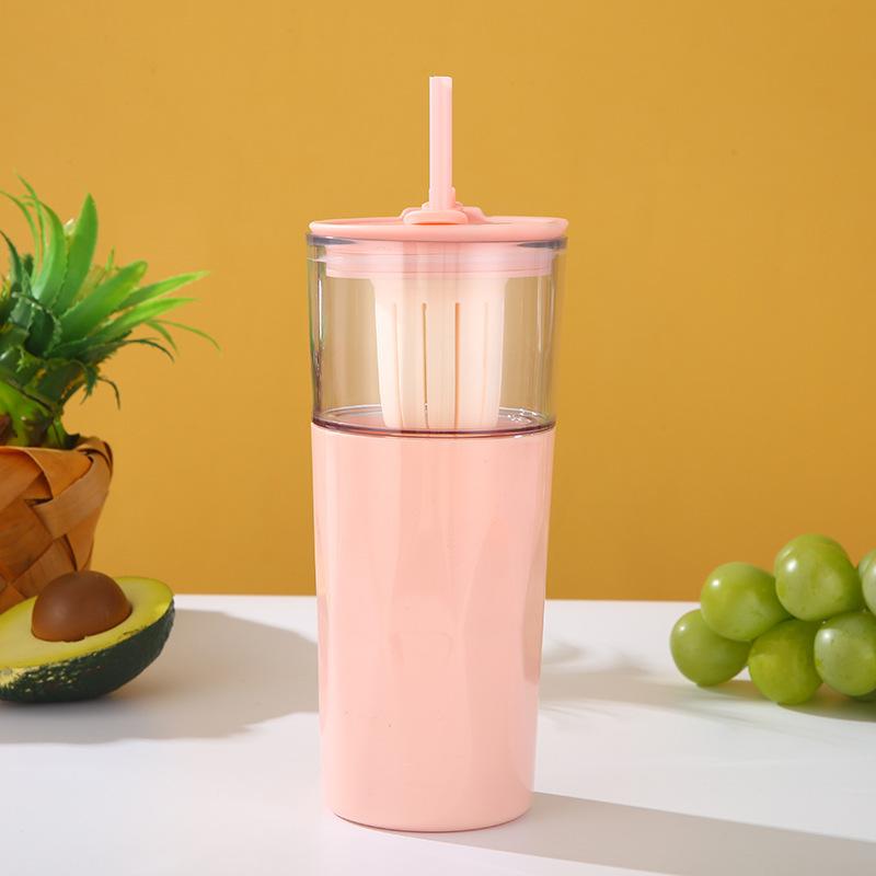 Water Bottle High Value Straw Cup Outdoor Sports Water Cup Sealed Leak-proof Fruit Teacup Large Capacity Plastic Cup Girls Youka Cup
