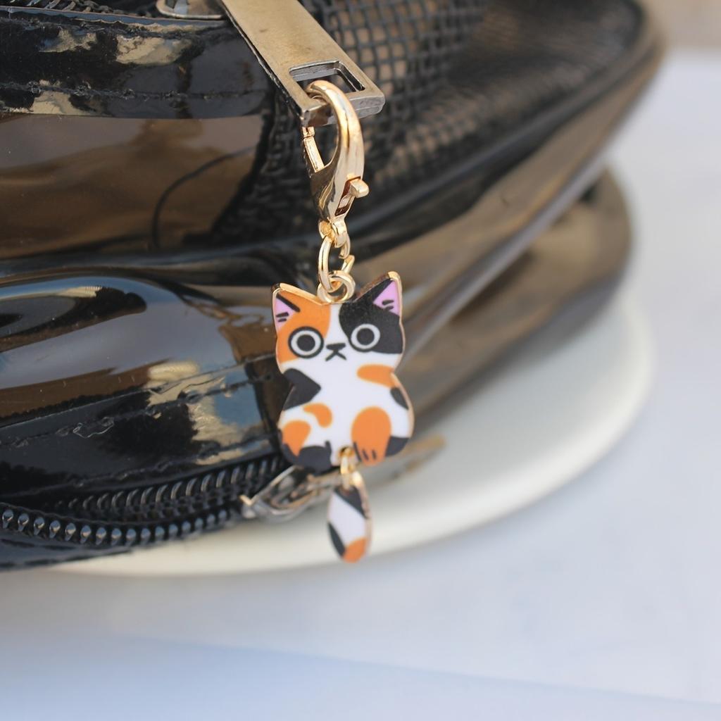 7Pcs Cartoon Cat Keychain Tail Movable Animal Keychain with Lobster Clasp