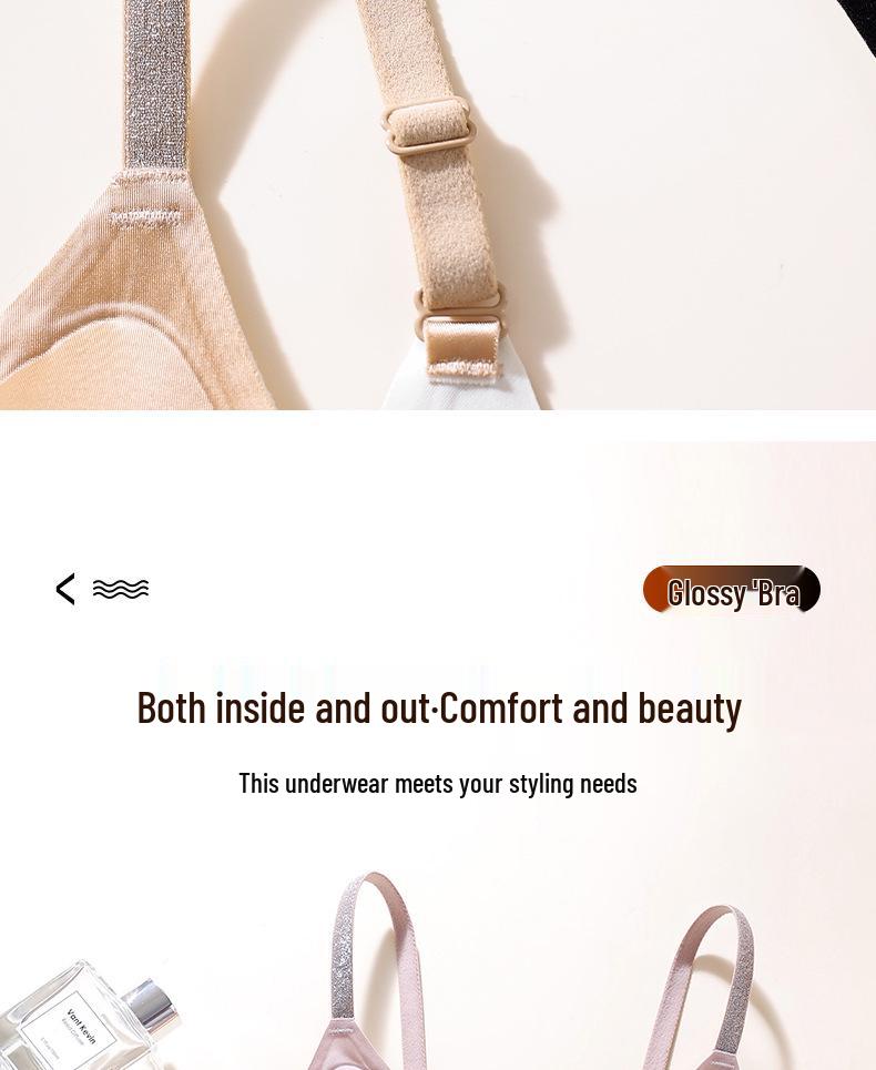 Satin Jelly Soft Support Wire-Free Push-Up Bra with Fixed Cups and Smooth Beautiful Back