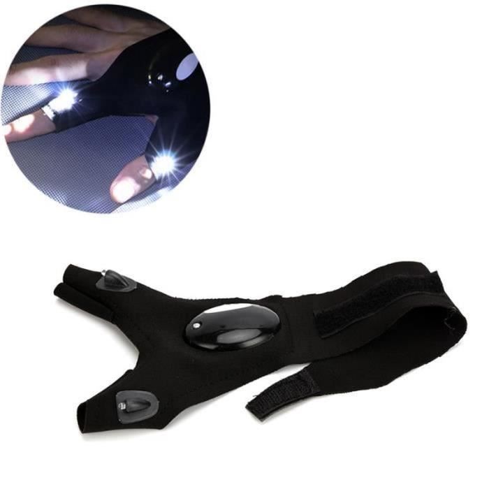 Gants de pêche - CHANGM - Pack avec lampe de poche intégrée - Noir - Pratique - Rechargeable