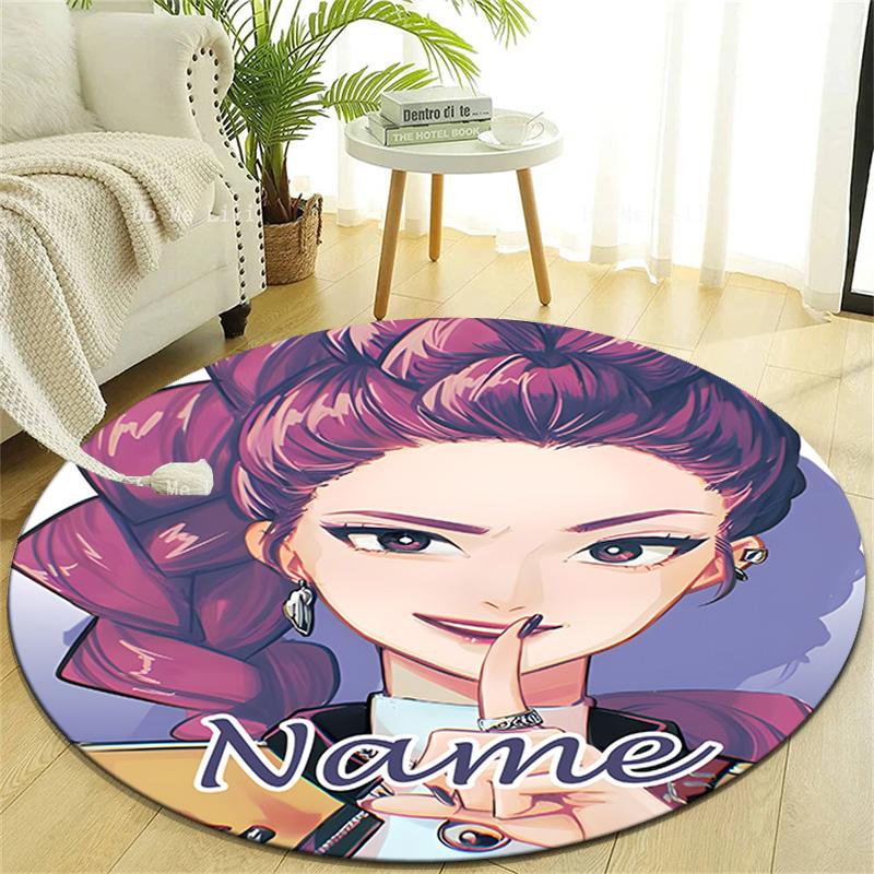 Personalized K-KPop Demon Hunters Round Chair Office Rug - Perfect for Mat, Office Chair & More - Ideal Gift for Birthdays and Holidays
