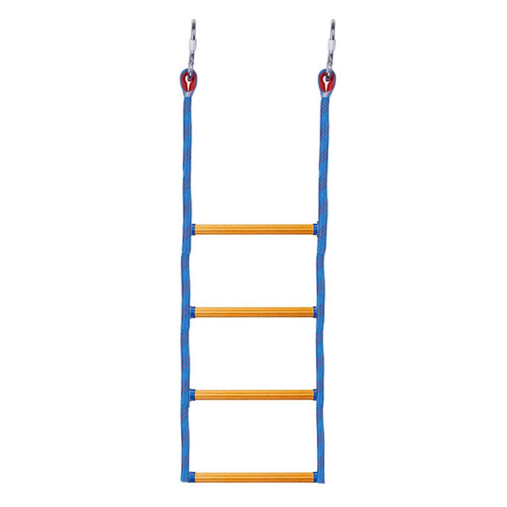 Folding Kayak Boat Rope Ladder, 4-Steps Marine Rope Ladder Extension Assist Boat Ladder Swim Ladder for Inflatable Boat