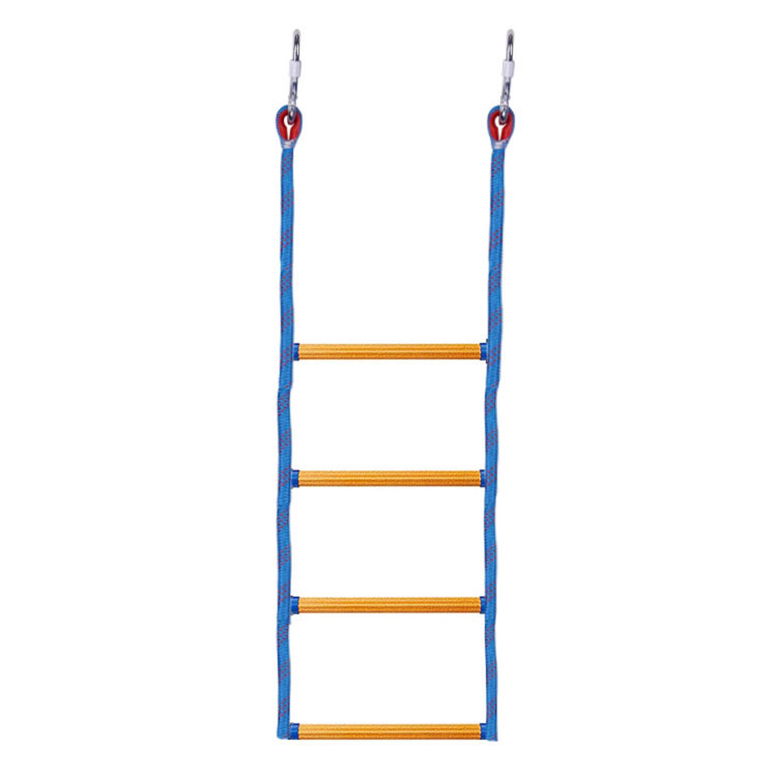 Folding Kayak Boat Rope Ladder, 4-Steps Marine Rope Ladder Extension Assist Boat Ladder Swim Ladder for Inflatable Boat синий