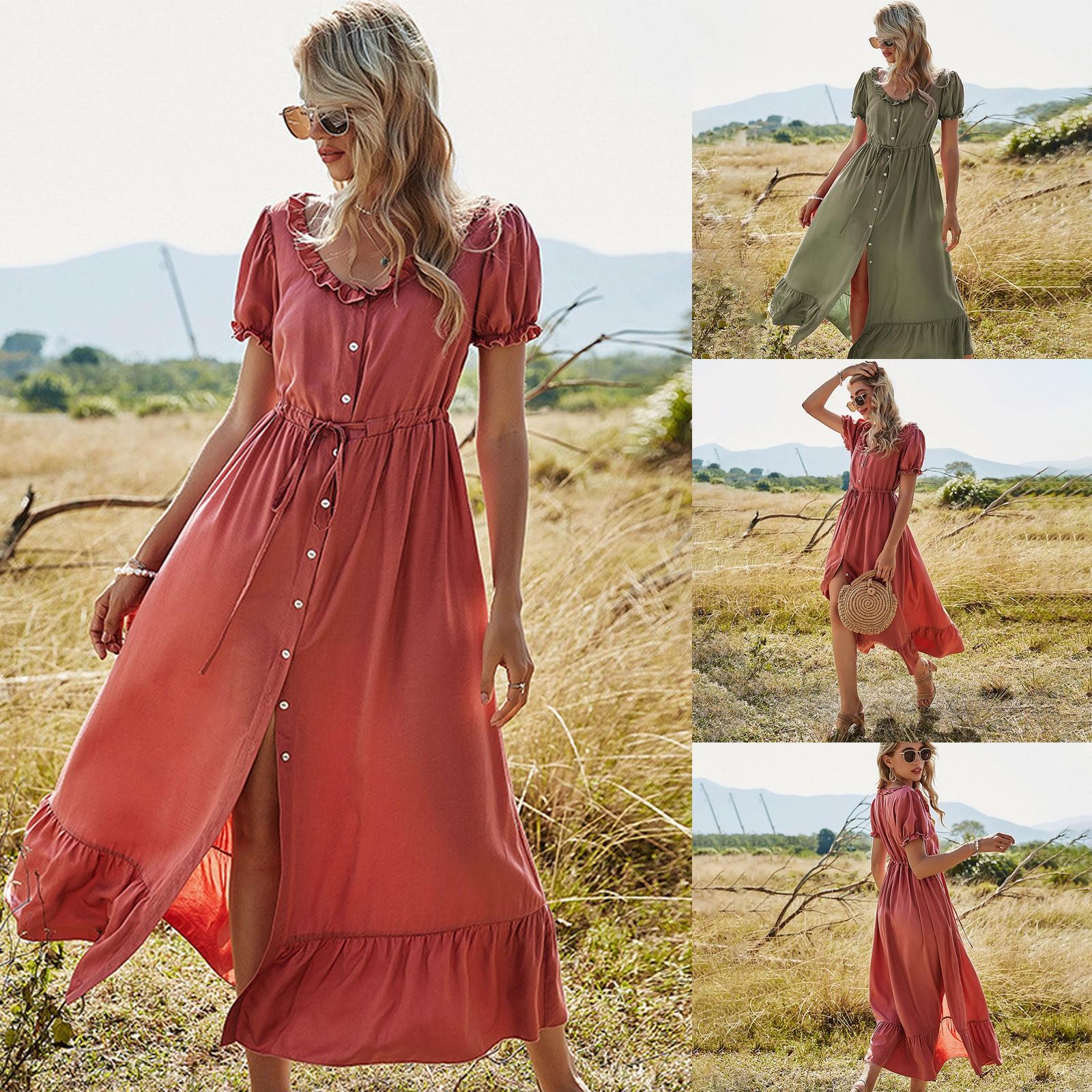 

Женское однобортное однобортное платье с круглым вырезом и высокой талией