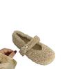 Retro gentle plush and fluffy shoes for women's 2025 autumn and winter new cute with skirt cotton shoes one pedal Doudou shoes