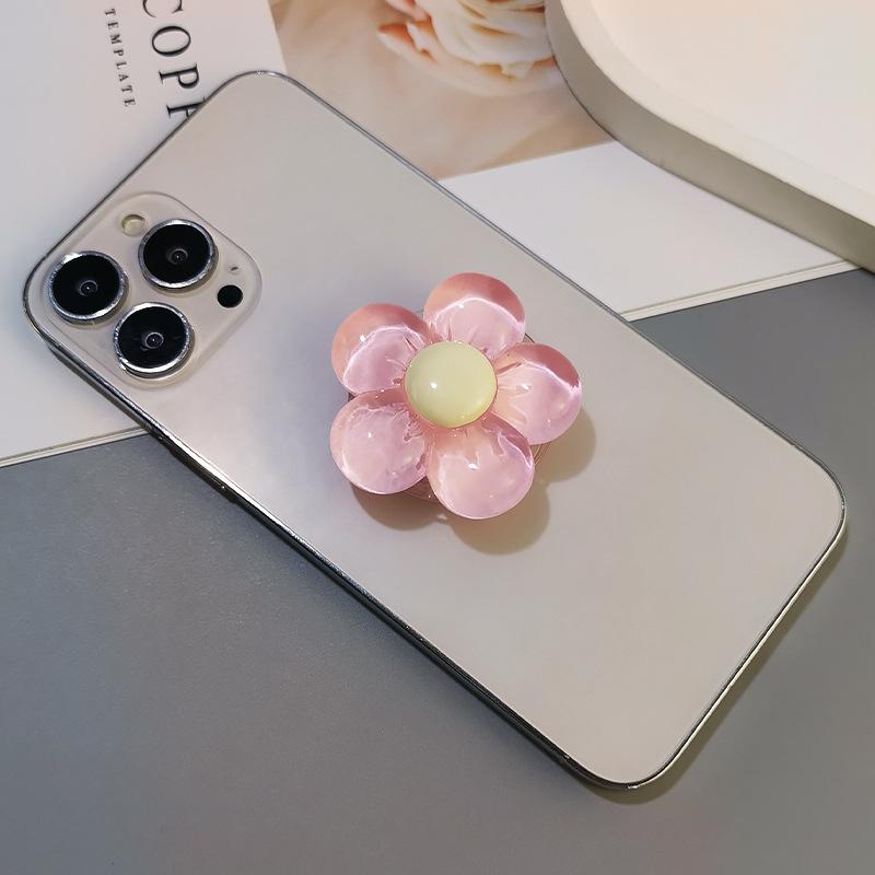 Creative Five Petal Flower Rotating Adhesive Mobile Phone Finger Ring Holder For Women 1pcs