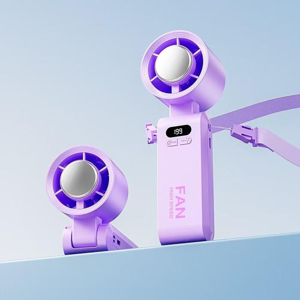 Semiconductor Refrigeration Mini Handheld Fan LED Display Powerful Turbo Fan  Outdoor Travel