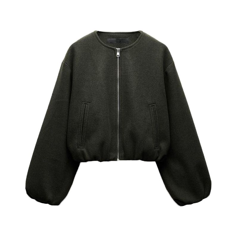 Spring New Women's Clothing Round Neck Long Sleeves Elastic Decorative Layer Soft Pilot Jacket Outwear 3046274
