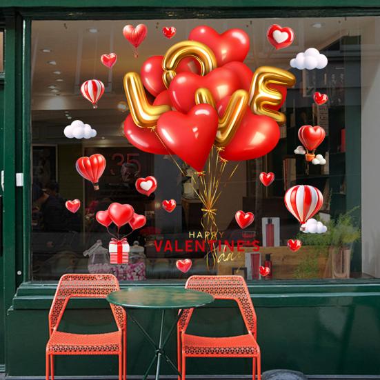 Naklejki Okienne na Walentynki Duże Czerwone Różowe Serca Naklejki na Okno Dwustronne Wielokrotnego Użytku Naklejki Dekoracyjne na Ślub Rocznicę Imprezę Drzwi Szklane Domu