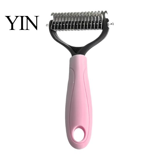 Undercoat Grooming Tool Double-Sided Pet Detangling Rake, Dog Rake with Rounded Blades, Non Slip Comb Shedding Brush for Long Hair Dogs, Cats