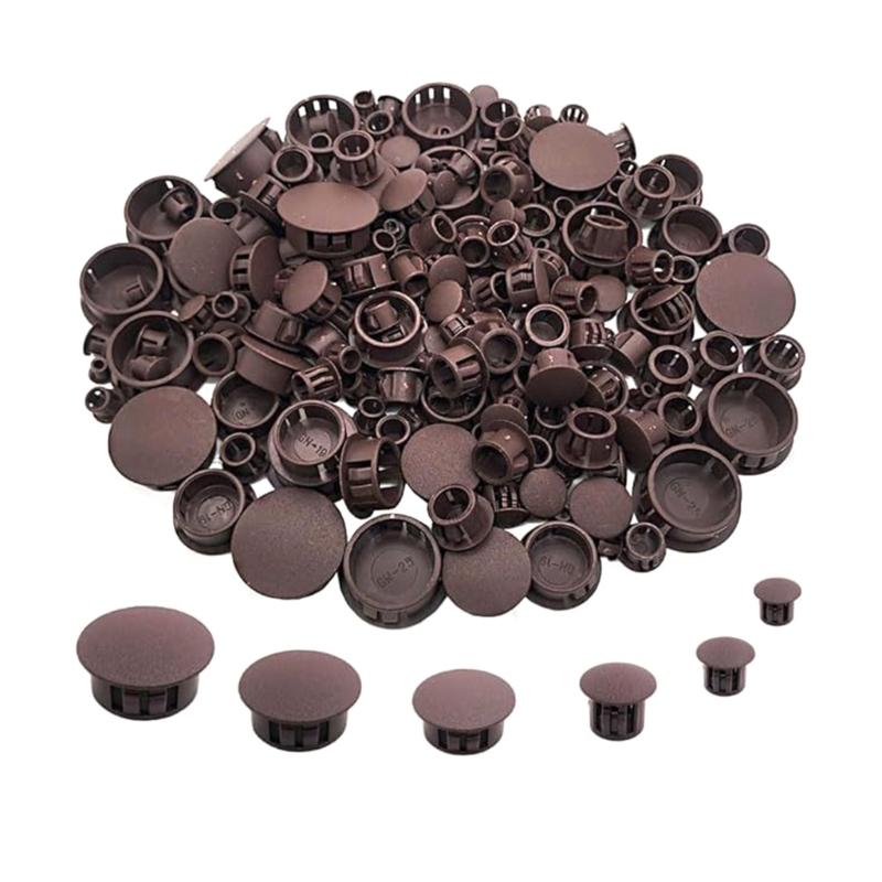 

360 шт. Многофункциональные заглушки с круглым отверстием, ассортимент размеров, заглушки для отверстий, вставки для труб, защитные наконечники, набор для торцевых заглушек для труб и мебели коричневый