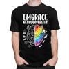 Embrace Neurodiversity Autism Awareness Colorful Brain TShirt Pure Cotton Tee Tops O Neck Tshirts Casual ShortSleeve Clothing
