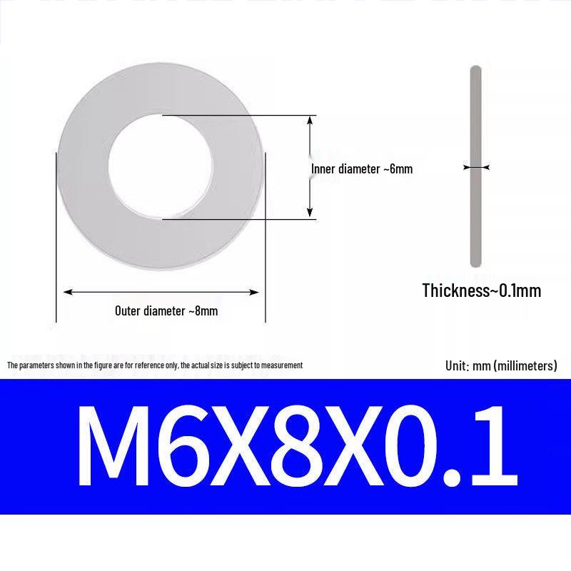 304 Stainless Steel Ultra-Thin Flat Washer, Thickness: 0.1/0.2/0.3/0.4/0.5 Mm, Sizes M1-M8
