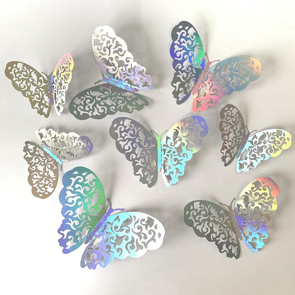 72 Colorful 3D Hollow Butterfly Stickers for Home, Party, and Wall Decoration