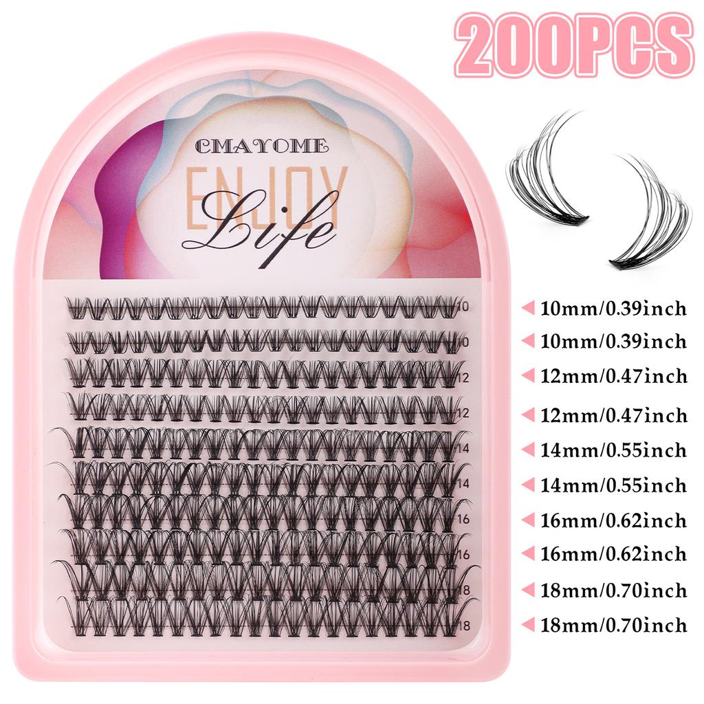 False Eyelash Extension Set, Single Tuft Of Hair 200 Tufts 30 + 40 + 50 + 60 + 80 + 100D Eyelashes
