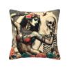 Alexander Gothic Las Elegantes Girls Day Of Dead Skull Square Pillowcase Pillow Cover Cushion Comfort Throw Pillow for Home Sofa
