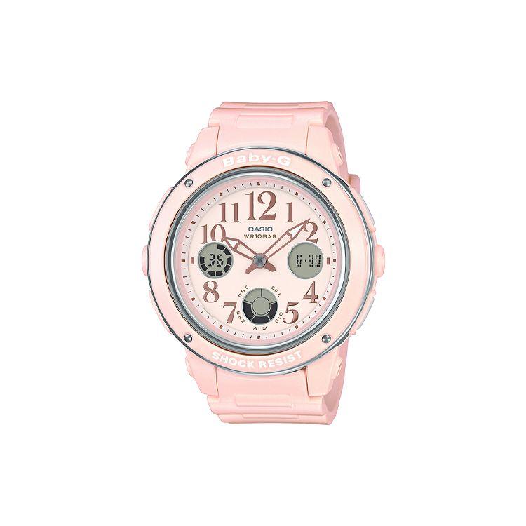 

Casio Baby-G Series Retro Minimalist Classic Pointer Three Eyes Dual Display Digital Scale Waterproof Quartz Movement Resin Strap BGA-150EF-4B Pink Watch Dial