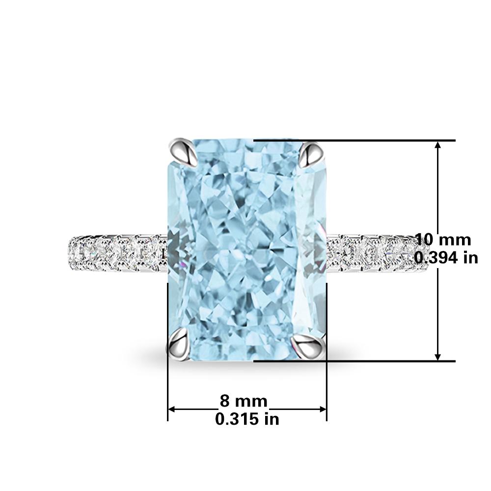 S925 Silver Rectangular Light Ice Blue Zircon High-carbon Diamond Good Quality Ice Cut Rings for Women Fine Jewelry