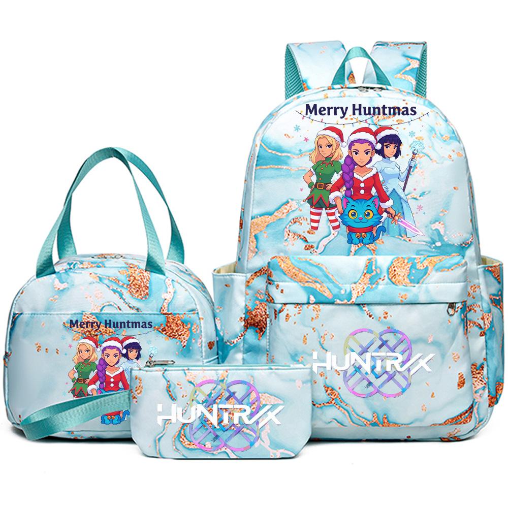 3Pcs/set Christmas Kpop Printed Backpack with Handbag Pencil Case for Teenager Student Girl Boy Bookbag Schoolbag Large Capacity Travel Bag Kid Gift