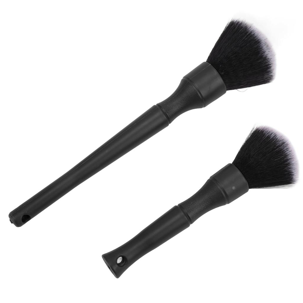 2pcs Soft Car Detailing Brush Set Multi Purpose Automotive Cleaning Brush Universal for AutoBlack