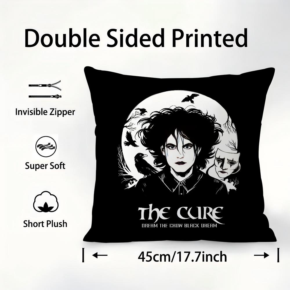 Vintage The C-Cure Rock Band Pillow Case Plush Fabric Soft Pillowcase Double Sided Print Sofa Cushion Cover Throw Pillow Cover