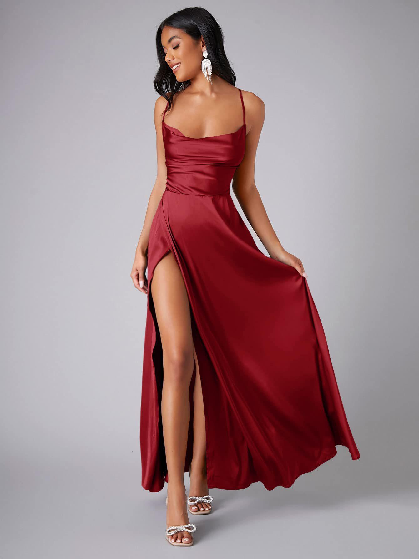 

2024 European & American Women s Sexy Slimming Bodycon Backless Spaghetti Strap Waist-Cinching Evening Gown Dress Large красный