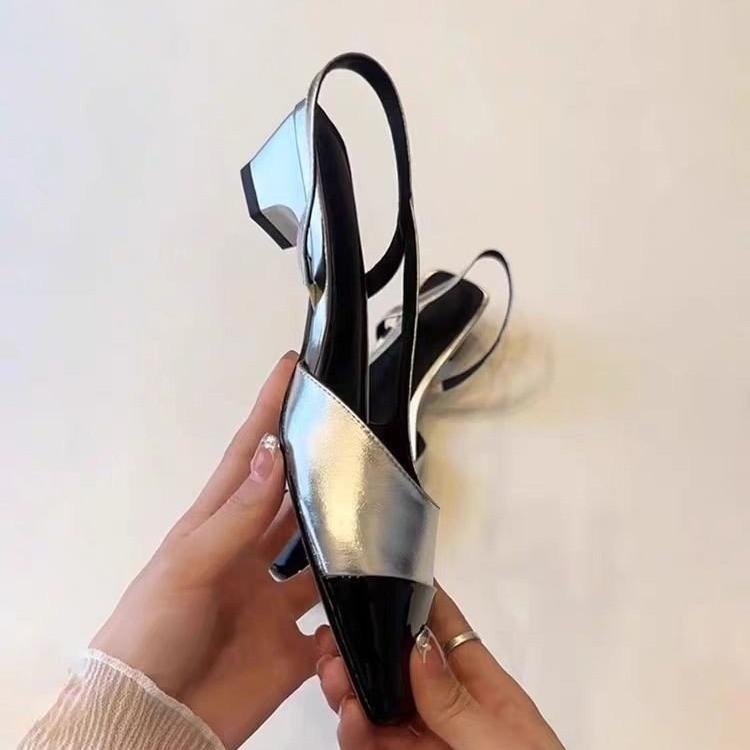 Square head light mouth color matching one-word buckle sandals women's new versatile casual Mary Jane shoes sandals