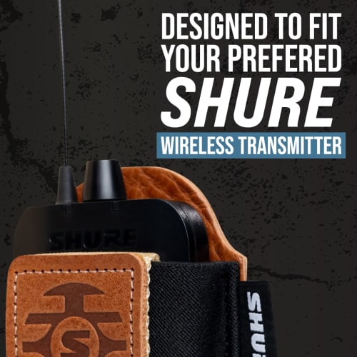 Shure by Gator Wireless Transmitter Pouch, Black Leather and Nylon, SH-BODYPACK-PBK-L