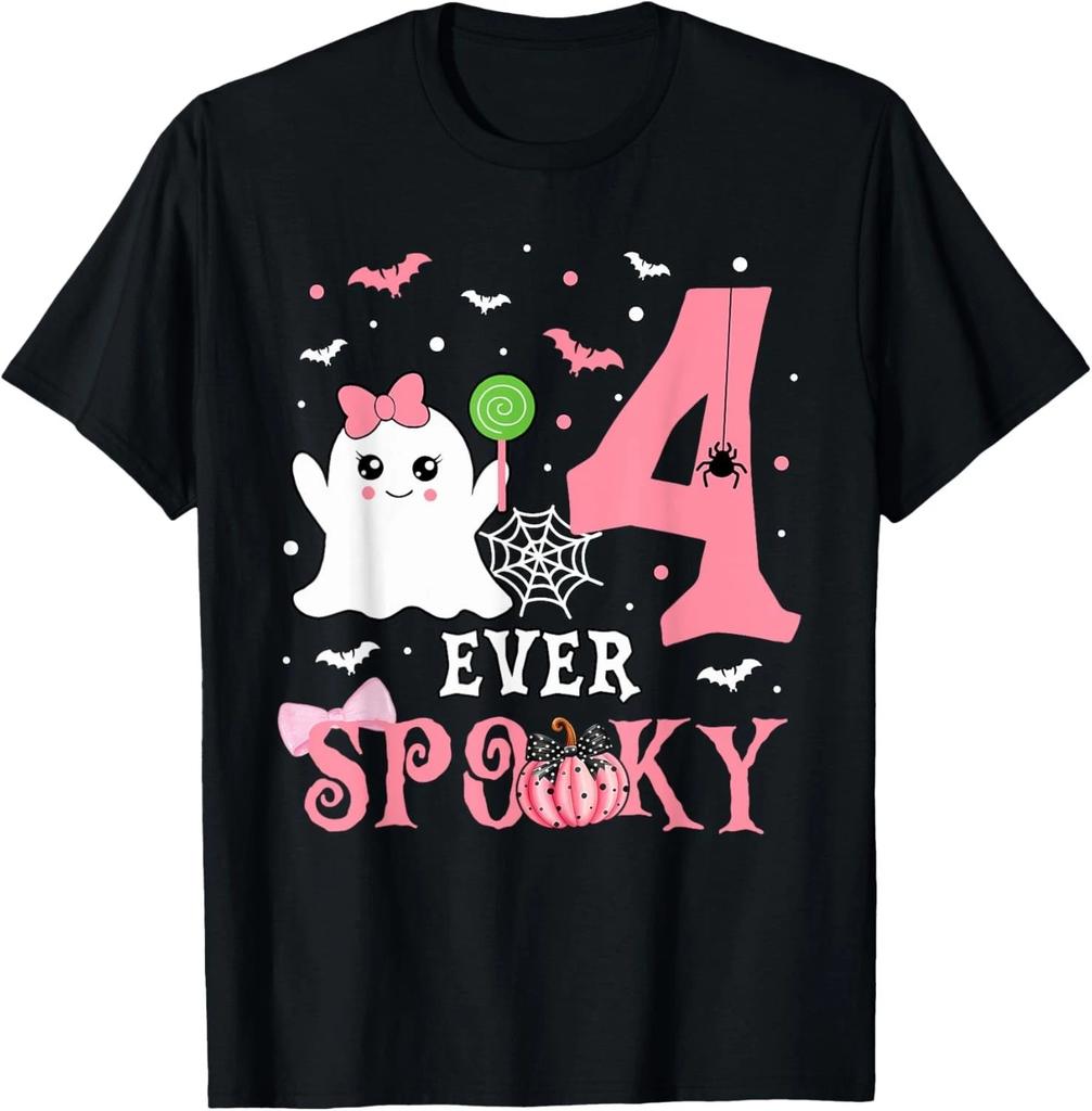 Four Ever Spooky Birthday Decorations Halloween 4th Birthday T- Shirt