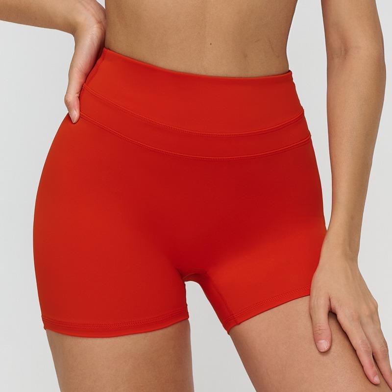 Zechuang polished tight yoga shorts elastic high waist peach hip lift running fitness shorts S