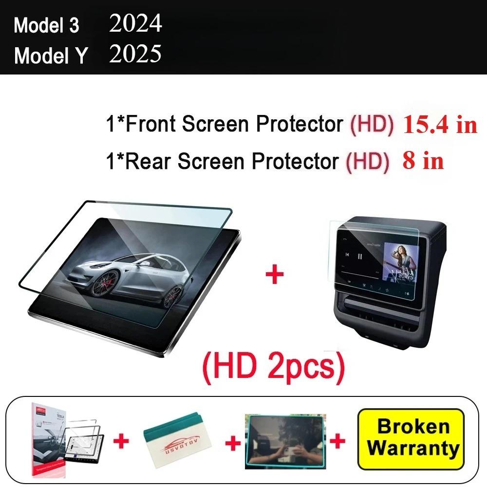 For Tesla New Model Y Juniper 2025 Launch Model 3 Highland 2025 Tempered Glass Screen Protecor Full Covered Soft Black Frame