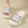 Fashion Big Crystal Chunky Platform Wedge Sandals Women Summer 2025 Thick Bottom Shiny Gem Slides Woman Slip On Mules Sandalias De Mujer